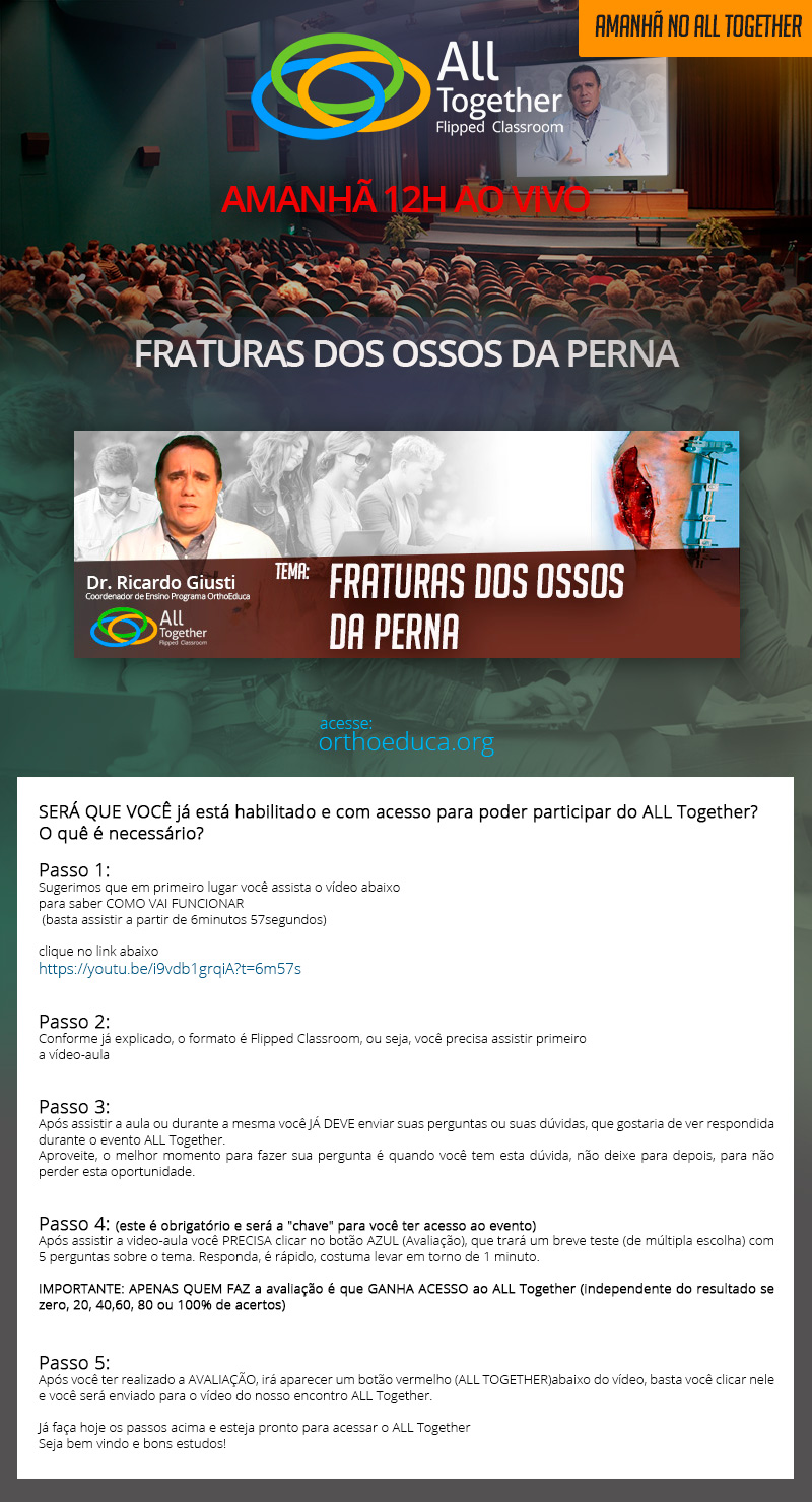 Amanhã no All Together - Fraturas dos Ossos da Perna 12h AO VIVO! Amanhã no All Together - Fraturas dos Ossos da Perna 12h AO VIVO!
