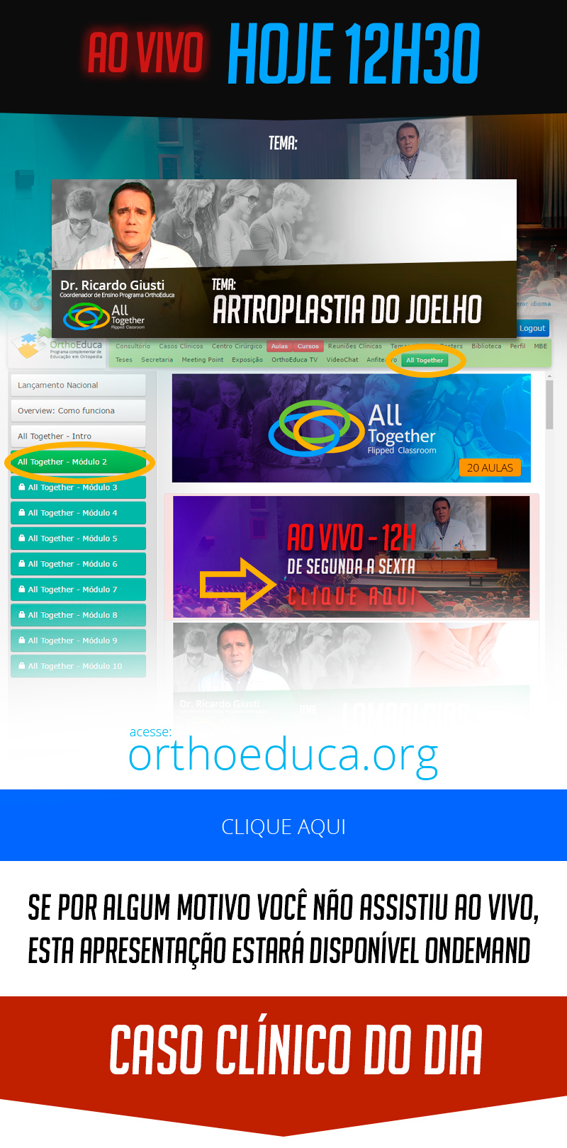 Artroplastia do Joelho - Caso clínico de hoje no All Together às 12h30! Artroplastia do Joelho - Caso clínico de hoje no All Together às 12h30!