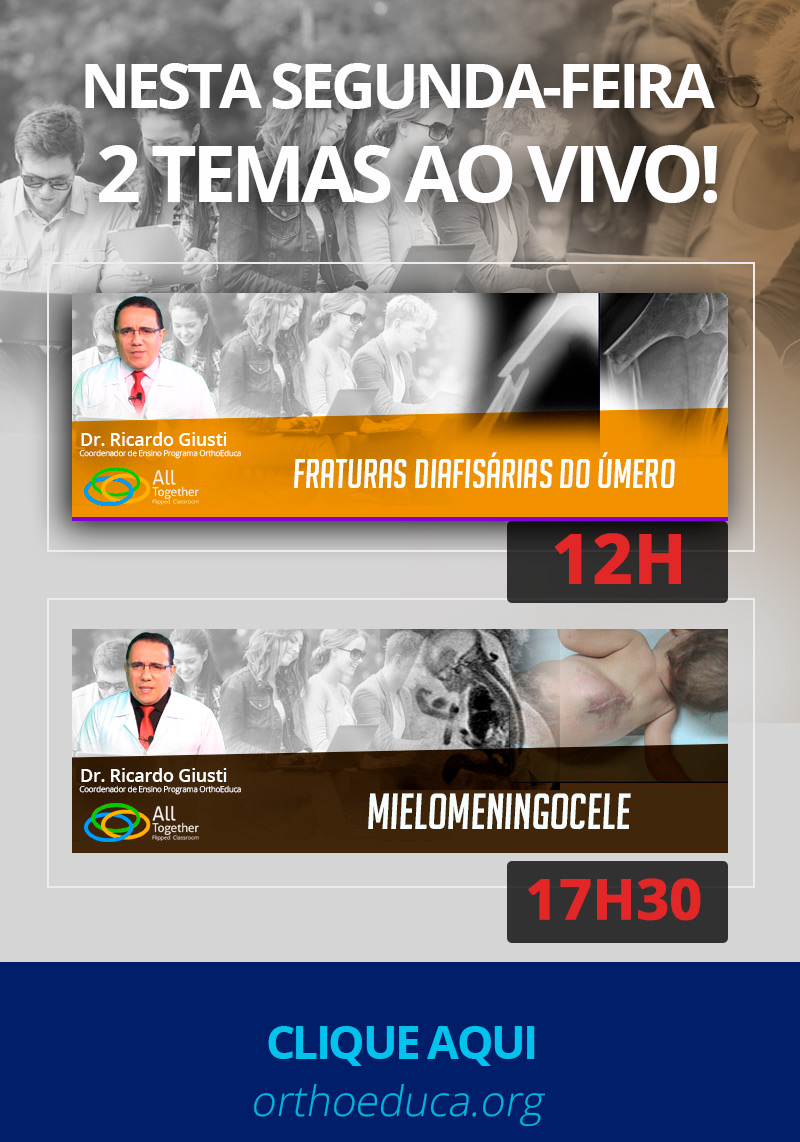Nesta segunda dia 7 dois temas ao vivo no All Together: ( 12h Fraturas da diáfise do úmero ) e (17h30min Mielomeningocele) Nesta segunda dia 7 dois temas ao vivo no All Together: ( 12h Fraturas da diáfise do úmero ) e (17h30min Mielomeningocele)