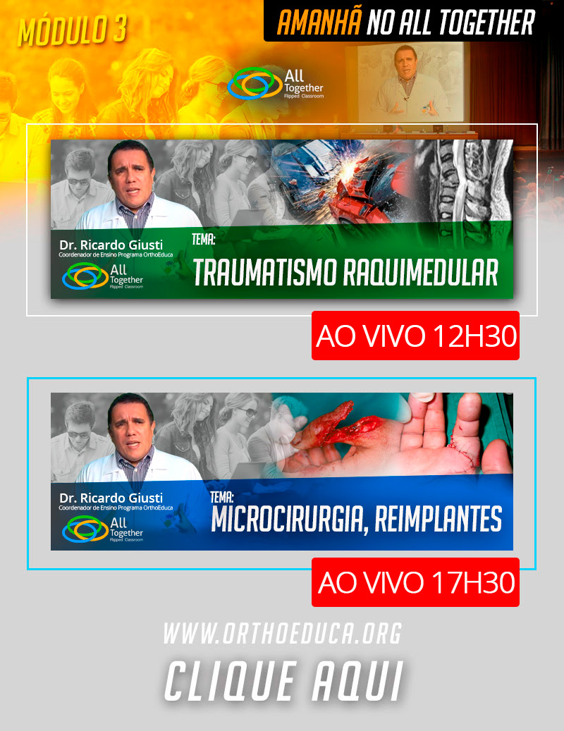 Amanhã 2 aulas ao vivo: 12h30 Traumatismo Raquimedular - 17h30 Microcirurgia, Reimplantes - Participe! Amanhã 2 aulas ao vivo: 12h30 Traumatismo Raquimedular - 17h30 Microcirurgia, Reimplantes - Participe!