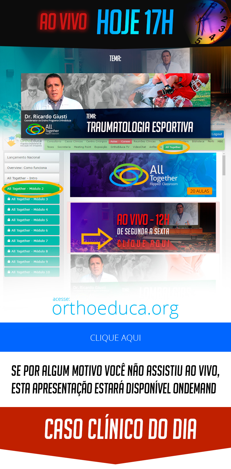 Traumatologia Esportiva - Caso clnico de hoje no All Together s 17h Participe!