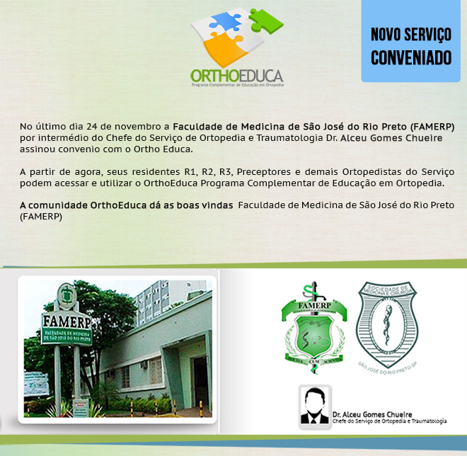 Faculdade de Medicina de São José do Rio Preto Assina Convênio com o Orthoeduca